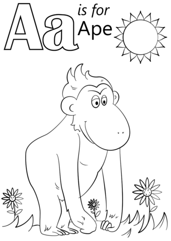 Letter A Is For Ape Coloring Page